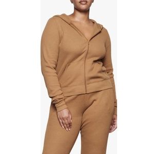 SKIMS Crop Waffle Zip Hoodie